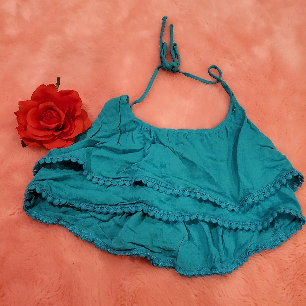 Pompom layered crop top